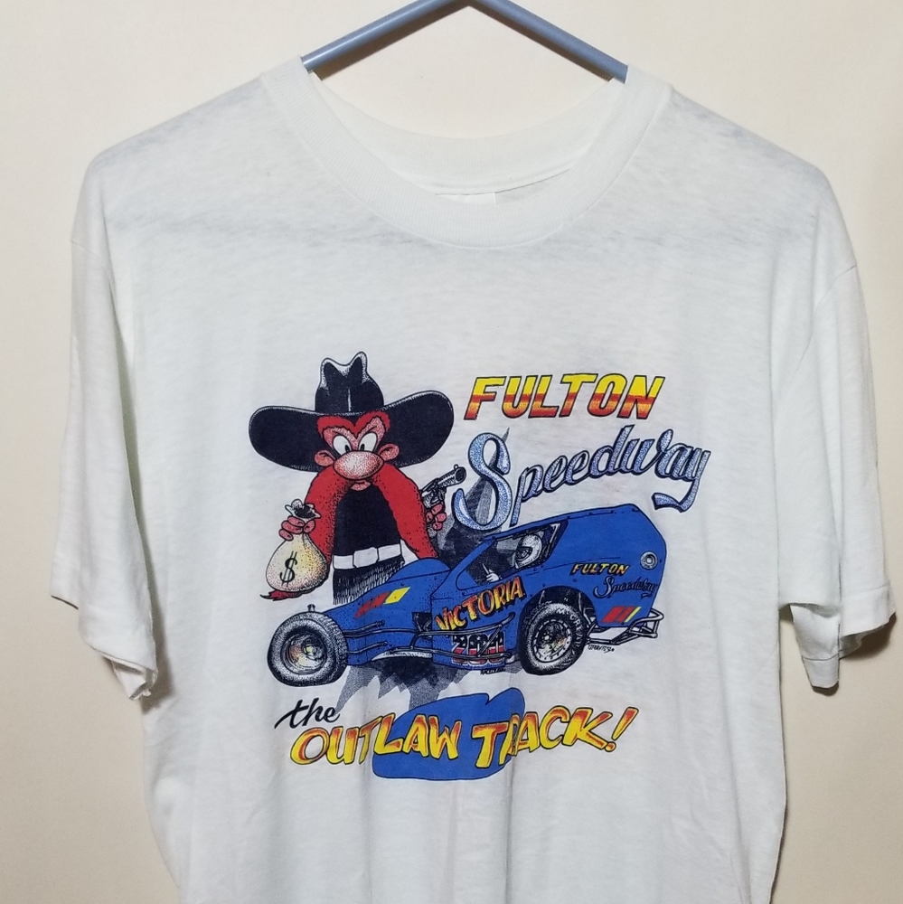 Fulton Speedway Dirt Track Modified Race Car Vintage 1980s Shirt